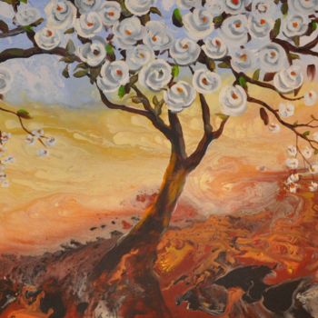 Peinture intitulée "Autumn Bloom" par Lester Claude Stone, Œuvre d'art originale, Acrylique