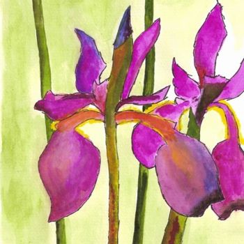 Peinture intitulée "Les Iris" par William Falck, Œuvre d'art originale, Huile