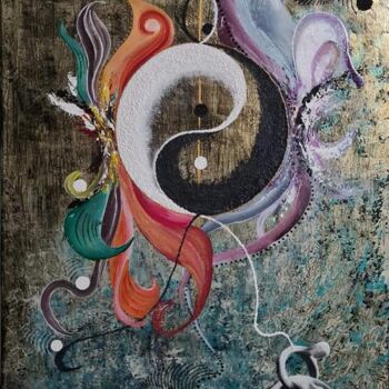 Painting titled "L'alchimie" by Lesy, Original Artwork, Acrylic Mounted on Wood Stretcher frame