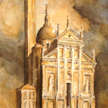 Painting titled "Venise - San Giorgio" by Maxime Letang, Original Artwork, Watercolor