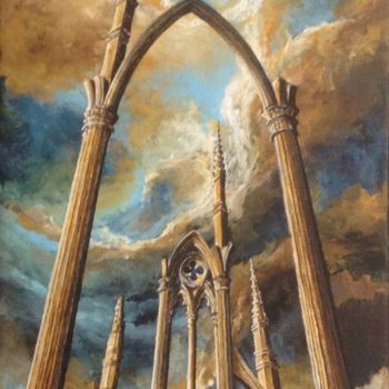 Pintura intitulada "Ruine gothique et c…" por Maxime Letang, Obras de arte originais, Acrílico