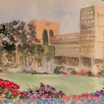 Painting titled "LE HAVRE Jardins au…" by Léti, Original Artwork, Watercolor Mounted on Other rigid panel