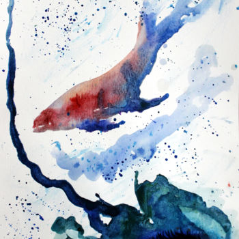 Pintura titulada "Mar" por Letícia Alves Cardoso, Obra de arte original, Acuarela