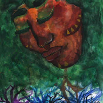 Pintura intitulada "Gaia" por Letícia Alves Cardoso, Obras de arte originais, Aquarela