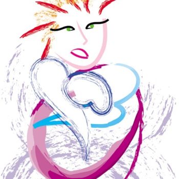 Arte digitale intitolato "Donna rossa" da Letizia Romagnoli, Opera d'arte originale
