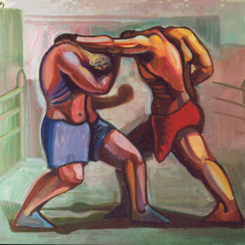 Peinture intitulée "boxing" par Levan Goglidze, Œuvre d'art originale, Huile