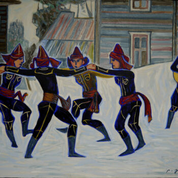 Schilderij getiteld "Georgian dance ,, K…" door Levan Goglidze, Origineel Kunstwerk, Olie
