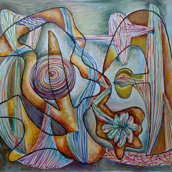 Pintura intitulada "Harmony of abstract…" por Levan Goglidze, Obras de arte originais, Têmpera