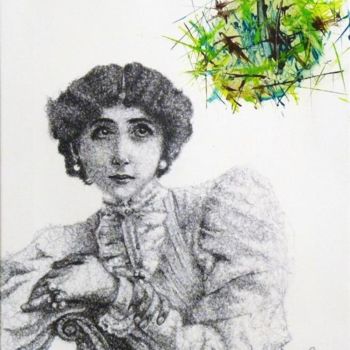Drawing titled "La belle Otero" by Channel Gianni, Original Artwork, Ballpoint pen