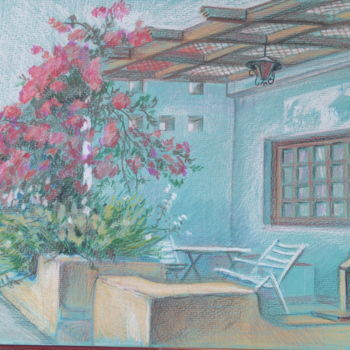 Рисунок под названием "утро цветы" - Aнна Лeвицкая, Подлинное произведение искусства, Цветные карандаши