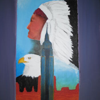 Painting titled "American dream" by Leveille Véronique, Original Artwork, Acrylic Mounted on Wood Stretcher frame