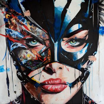 Pittura intitolato "BatGirl" da Noel Caizergues, Opera d'arte originale, Acrilico Montato su Telaio per barella in legno