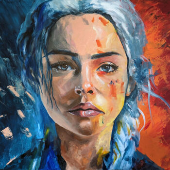 Pintura intitulada "Daenerys (la Marian…" por Noel Caizergues, Obras de arte originais, Acrílico Montado em Armação em madei…