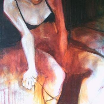 Painting titled "dancer in break" by Levent Akayli, Original Artwork, Oil