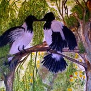 Painting titled "Love of Crows" by Socam, Original Artwork