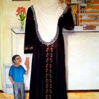 Painting titled "Muslim mother with…" by Socam, Original Artwork