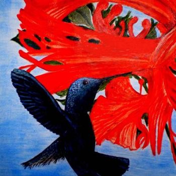 Painting titled "Hummingbird." by Socam, Original Artwork