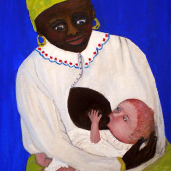 Painting titled "Thank you Mamy blue" by Socam, Original Artwork, Oil