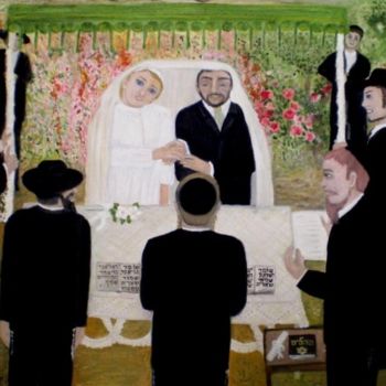 「חתונה יהודית」というタイトルの絵画 Socamによって, オリジナルのアートワーク, オイル
