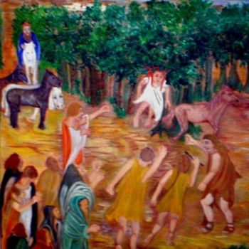 Pintura intitulada "משפטו של Abshalom ו…" por Socam, Obras de arte originais, Óleo