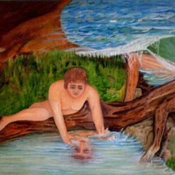 Painting titled "Narcissus and its i…" by Socam, Original Artwork, Oil