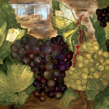 Painting titled "grapes." by Socam, Original Artwork, Oil