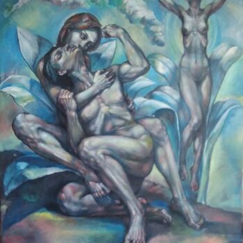 Peinture intitulée "The kiss" par George Mirinchev, Œuvre d'art originale