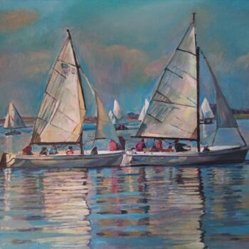 Peinture intitulée "regata" par George Mirinchev, Œuvre d'art originale, Huile