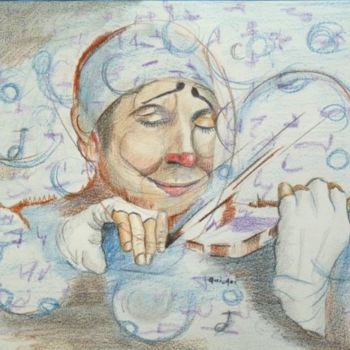 Рисунок под названием "le clown rêveur" - Jacky Levillain, Подлинное произведение искусства, Другой