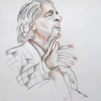 Drawing titled "Serge Reggiani" by Jacky Levillain, Original Artwork, Other