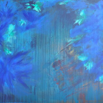 Pittura intitolato "Blue flowers in the…" da Liudmila Levitas, Opera d'arte originale, Acrilico