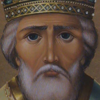 Schilderij getiteld "St. Nicholas" door Art  Levka, Origineel Kunstwerk, Tempera