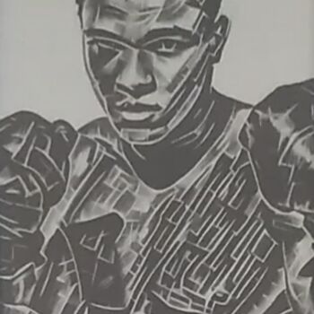 Desenho intitulada "Mohamed Ali" por Johanna Levy, Obras de arte originais, Carvão