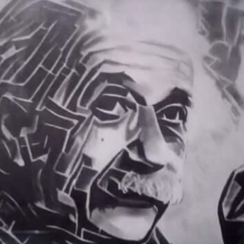 Zeichnungen mit dem Titel "Einstein" von Johanna Levy, Original-Kunstwerk, Kohle