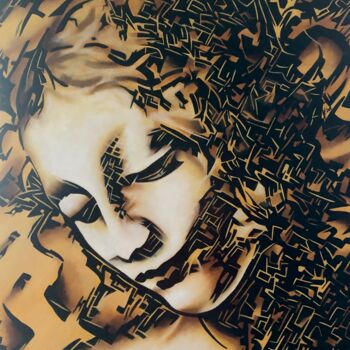 Картина под названием "La Scapigliata" - Johanna Levy, Подлинное произведение искусства, Масло Установлен на Деревянная рама…