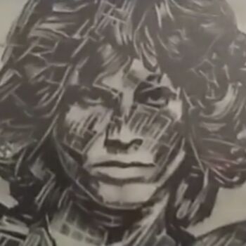 Drawing titled "Jim Morrison" by Johanna Levy, Original Artwork, Charcoal
