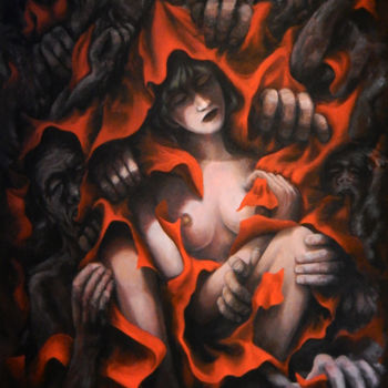 Schilderij getiteld "Little Red Riding H…" door Lex Veen, Origineel Kunstwerk