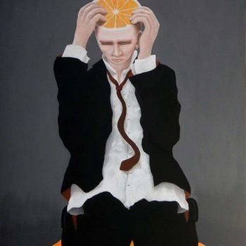 Schilderij getiteld "Orange juice" door Lex Veen, Origineel Kunstwerk