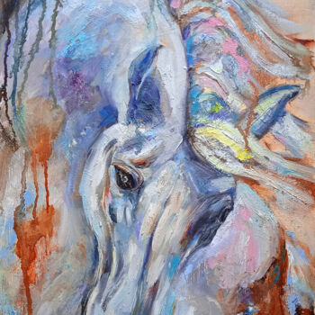 "Horse The White Vik…" başlıklı Tablo Leyla Supran tarafından, Orijinal sanat, Petrol