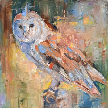 Painting titled "Owl" by Leyla Supran, Original Artwork, Oil