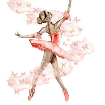 Drawing titled "Watercolor dancing…" by Leyla Aliyeva, Original Artwork, Watercolor