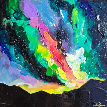 Картина под названием "Northern Lights" - Leyla Zhunus, Подлинное произведение искусства, Акрил Установлен на Деревянная рам…