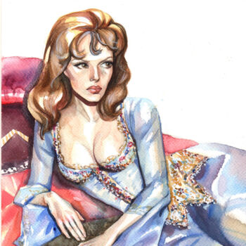 Painting titled ""Angelique, marquis…" by Leyla Zhunus, Original Artwork, Watercolor