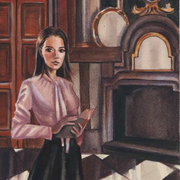 Painting titled ""Young teacher "" by Leyla Zhunus, Original Artwork, Acrylic