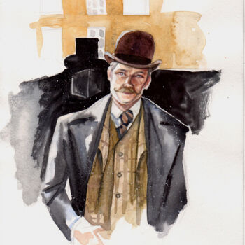 Painting titled "Dr. Watson" by Leyla Zhunus, Original Artwork, Watercolor