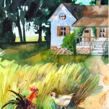 Painting titled ""Glare in the grass"" by Leyla Zhunus, Original Artwork, Watercolor