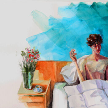Peinture intitulée ""Smoke"" par Leyla Zhunus, Œuvre d'art originale, Aquarelle