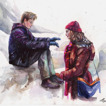 绘画 标题为“"Harry and Hermione"” 由Leyla Zhunus, 原创艺术品, 水彩