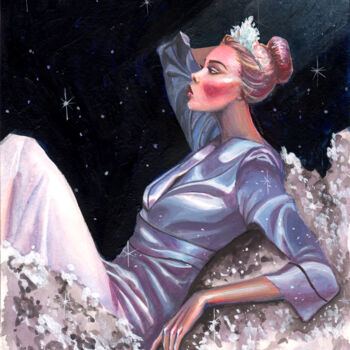 Pittura intitolato ""Princess in the un…" da Leyla Zhunus, Opera d'arte originale, Acrilico