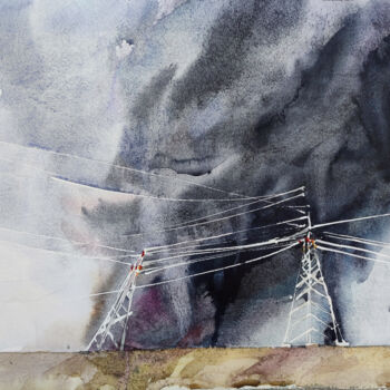 Pintura titulada "A storm warning" por Leyla Zhunus, Obra de arte original, Acuarela